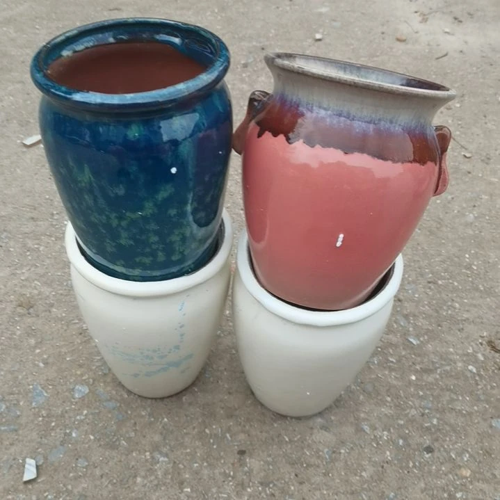 红陶瑕疵4个盆子