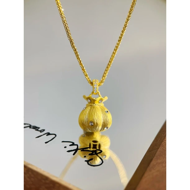 镀K金 万事不南 古法工艺吊坠女项链Y201