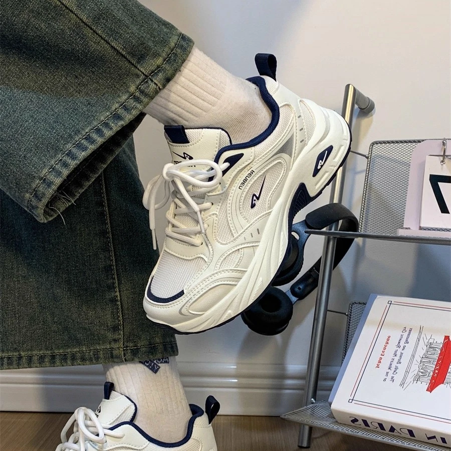 人本爆款厚底老爹鞋女2025秋季新款百搭休闲鞋小众轻便复古运动鞋