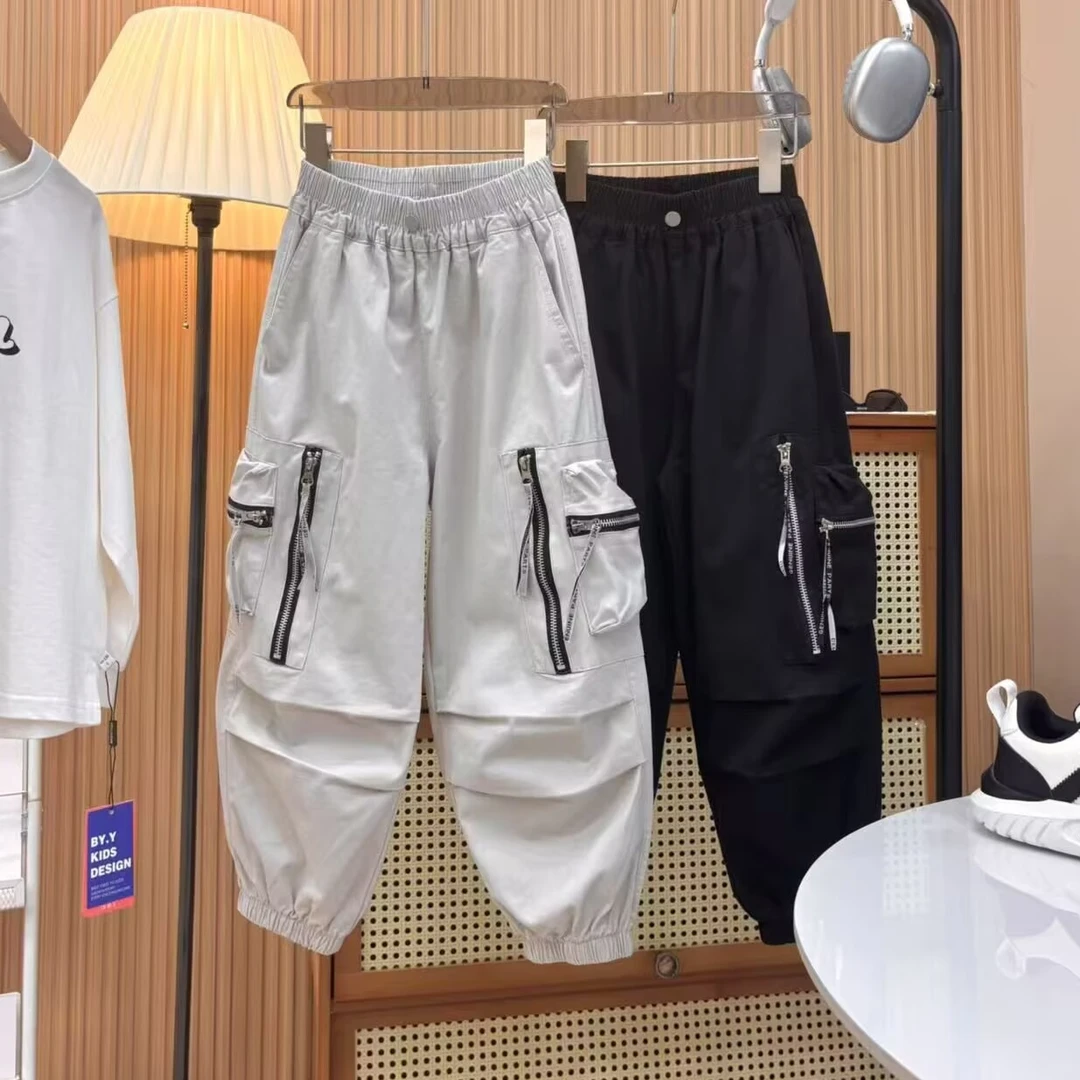 【弹力纯棉水洗】男童工装裤春秋款儿童休闲裤2025新款中大童长裤子