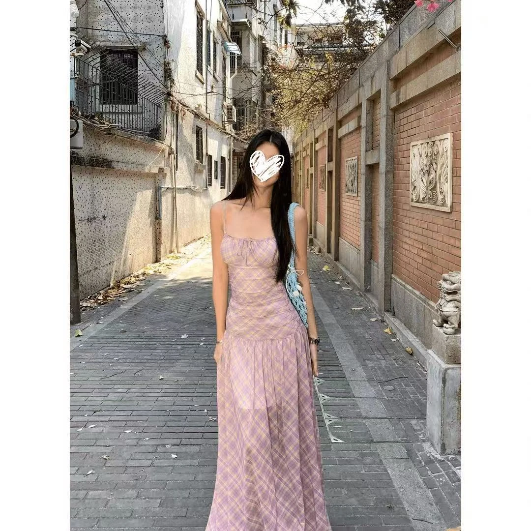 幻羽流光气质法式收显瘦腰复古夏季长款连衣裙