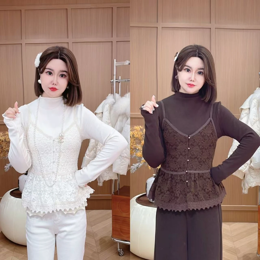 闺蜜精品111721【慢时光】蕾丝吊带打底衫两件套