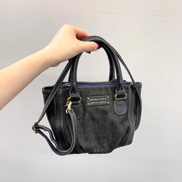 95新 BURBERRY/博柏利 牛仔斜挎手提单肩女包021306