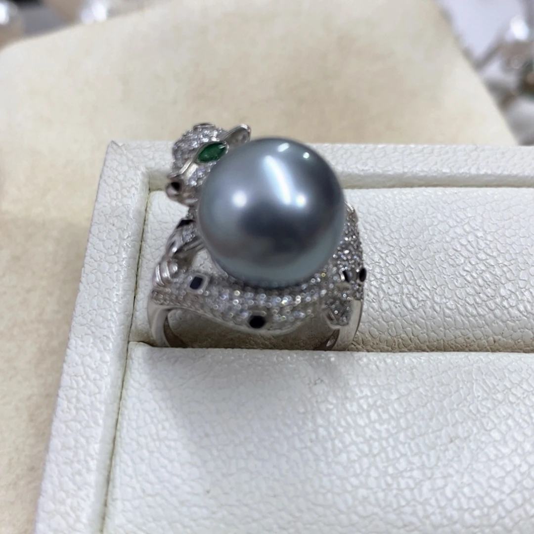 海水珍珠戒圈银S925镶嵌