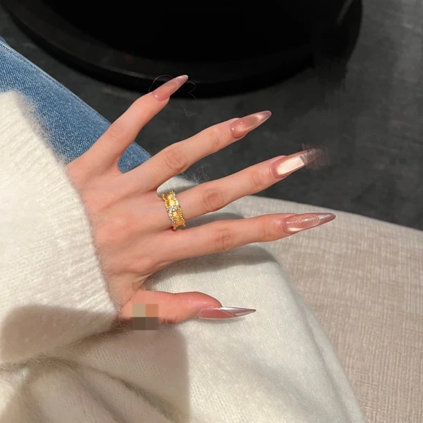 铜合金戒指 高定重工款时尚拉丝花边开口戒