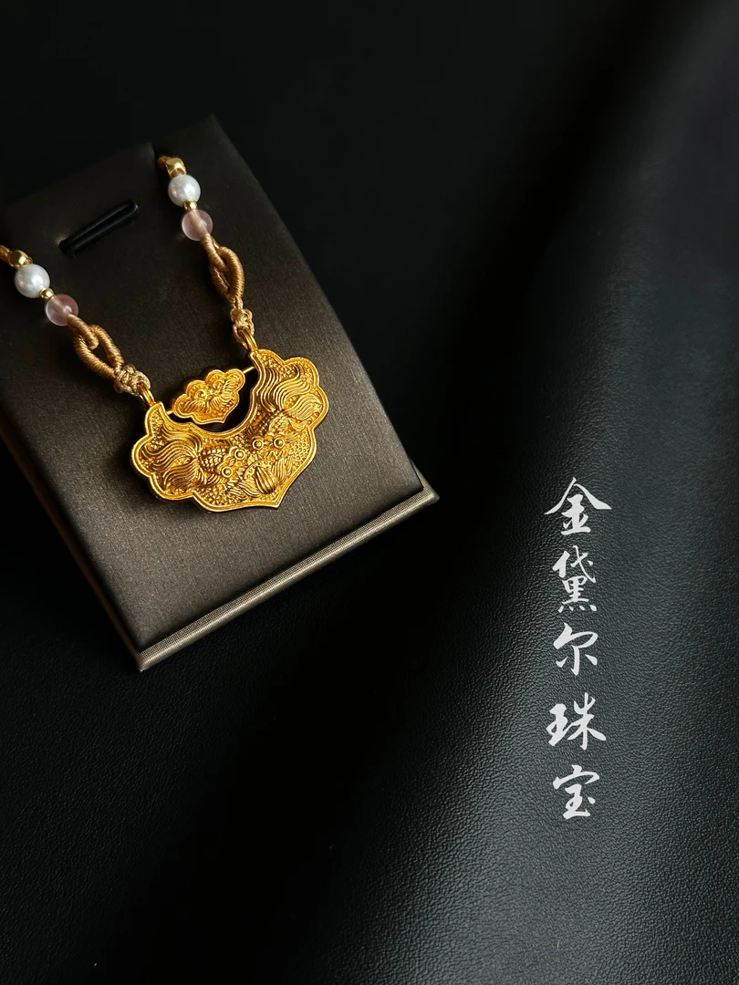 吊坠足银 【双锦鲤锁吊坠】古法传承气质轻奢时尚百搭复古锦鲤吊坠