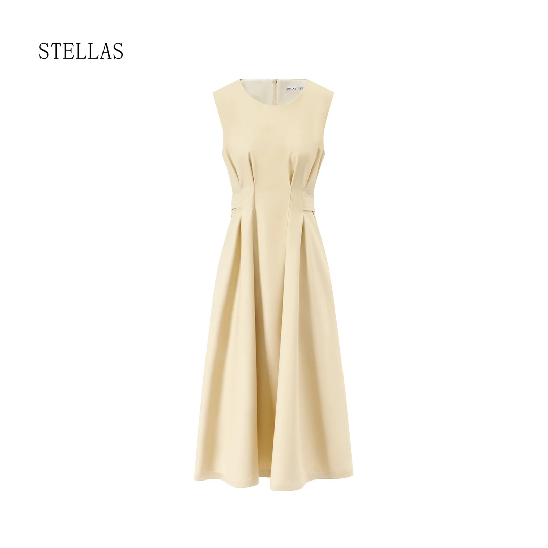 STELLAS【立体剪裁】重磅垂坠 收腰显瘦优雅无袖连衣裙