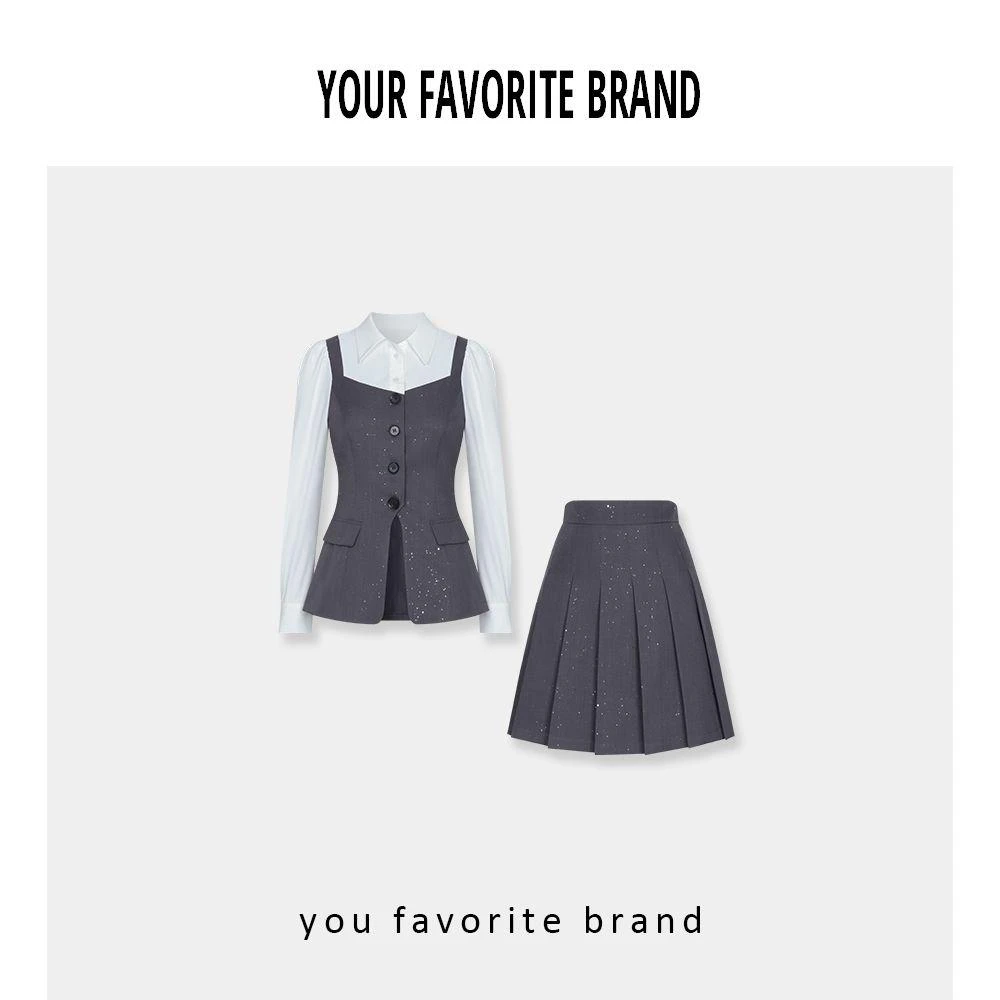 【画报少女】百搭秋季简约显瘦设计师时尚套装GB25166074