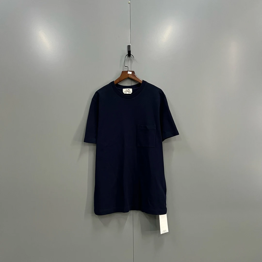 99新 Hermes/爱马仕 (ll) 藏青色H刺绣短袖 S码 fg201996