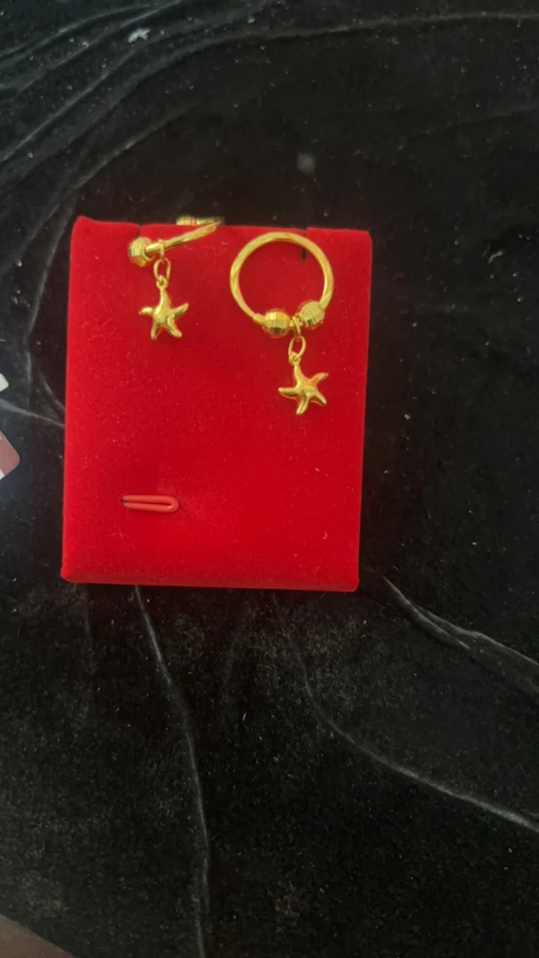 足金星星豆豆耳环