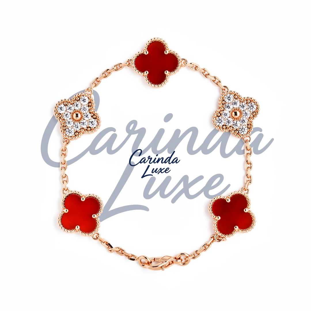 铜合金手链 <卡琳达>高定气质五花 轻奢时尚百搭白钻四叶草手链