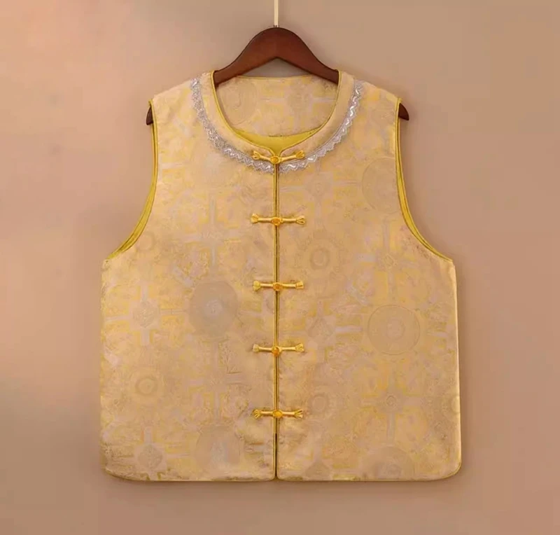 上身巨美！新中式提花马甲背心中国风春秋女装坎肩圆领复古上衣潮