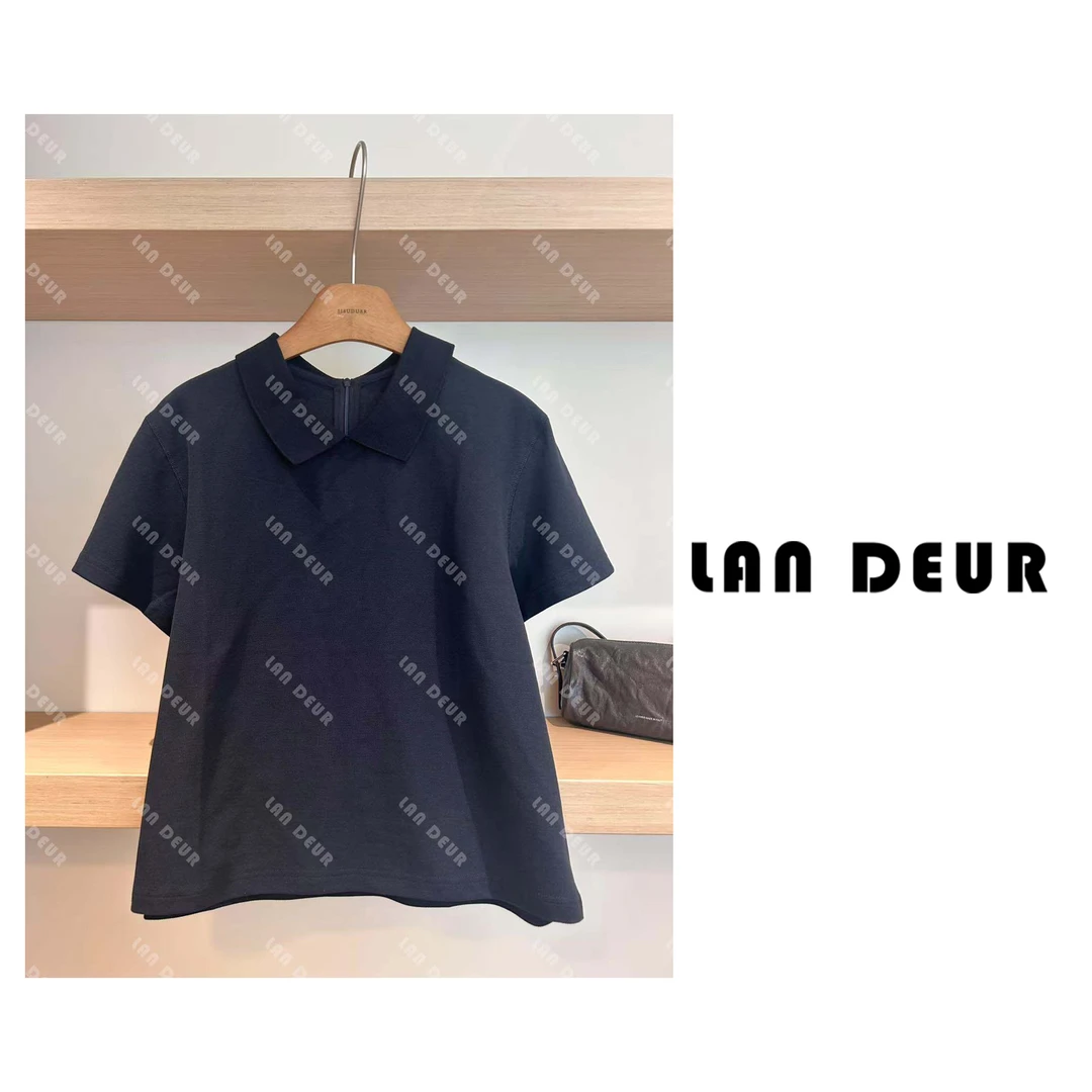 JIUJIU【竹影团团】时尚百搭休闲夏季舒适透气设计师翻领半袖T恤