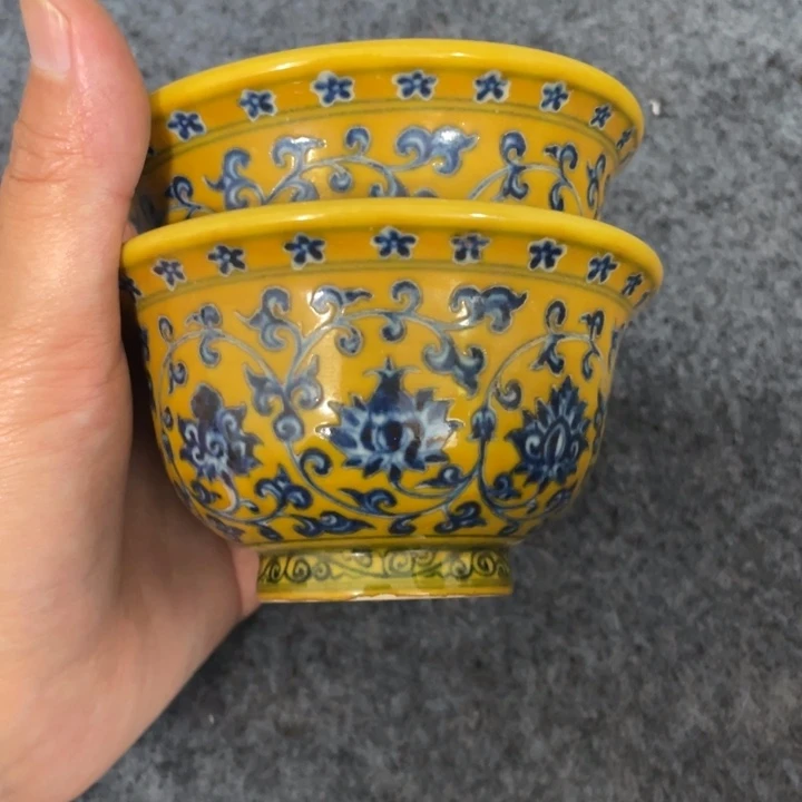 摆件正**戒黄釉杯子瓷器摆件