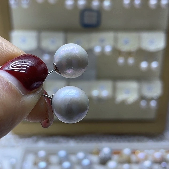 淡水珍珠耳饰银S925镶嵌