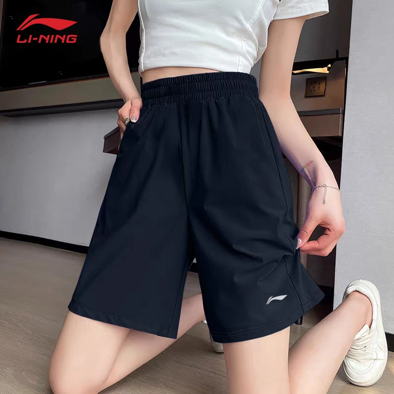 李宁短裤男女同款2025夏季宽松棉质直筒五分裤潮流休闲透气运动裤