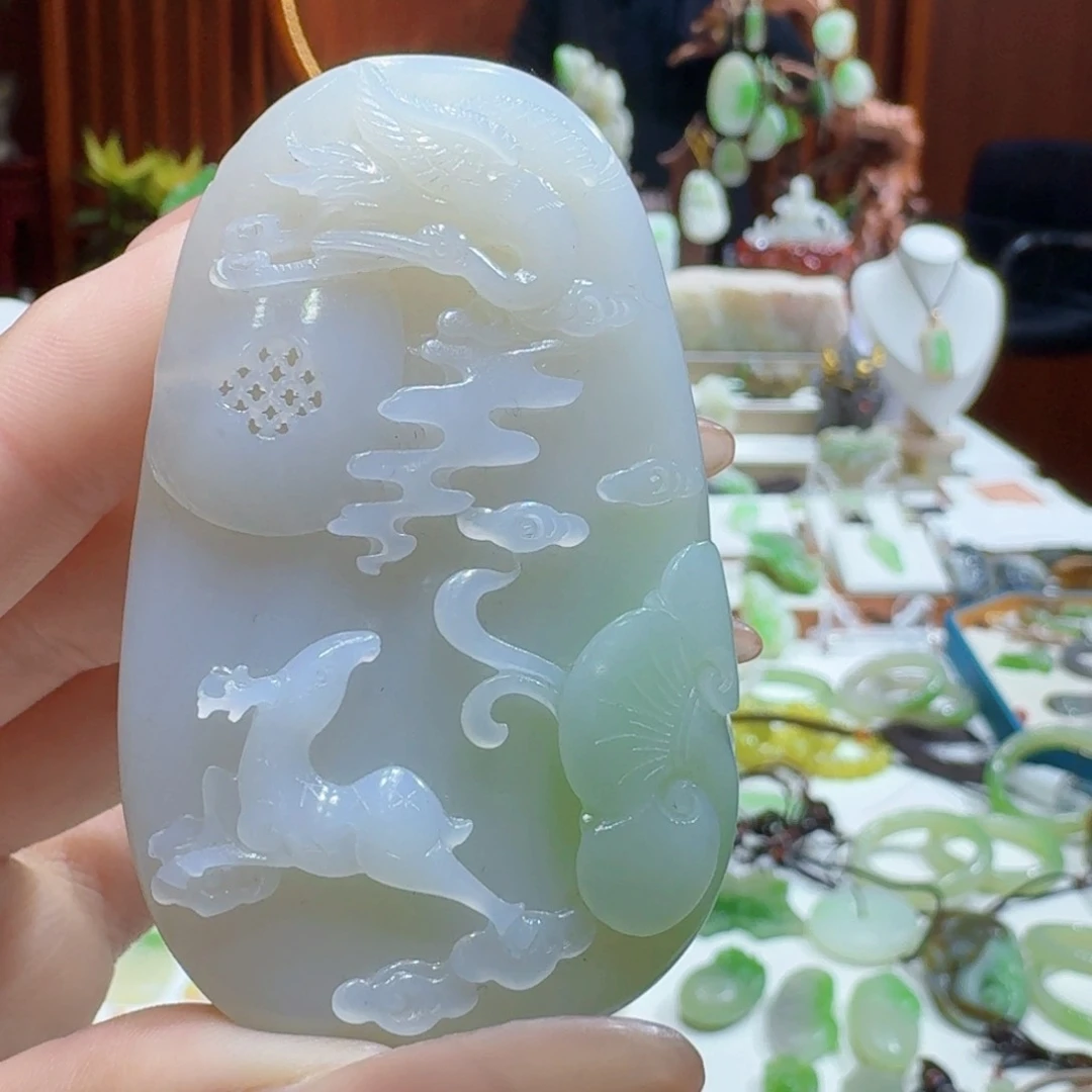 和田玉翠青一路有你未镶嵌