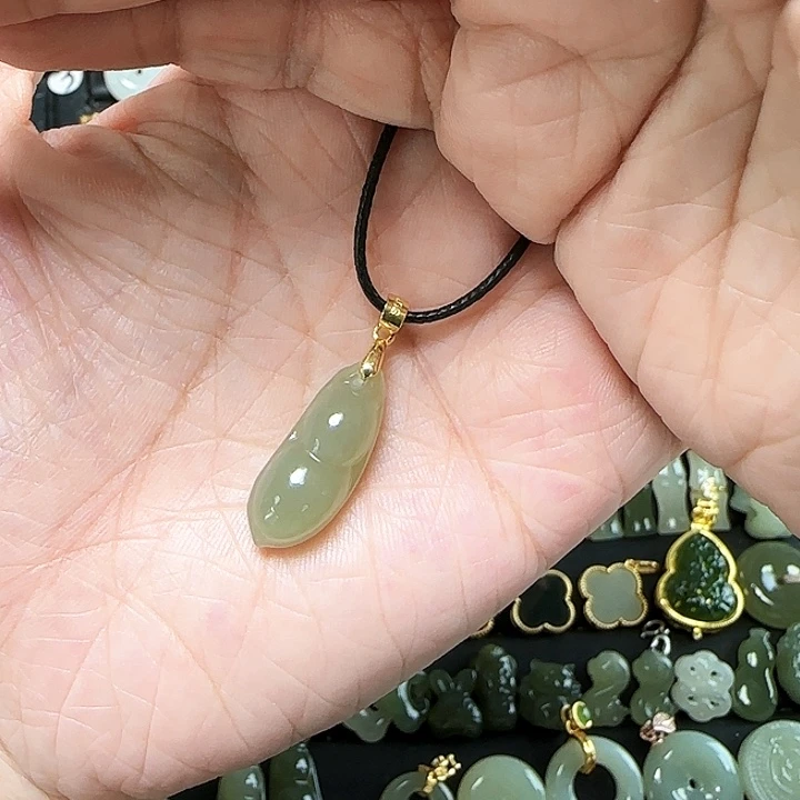 和田玉银S925镶嵌吊坠(不含链)