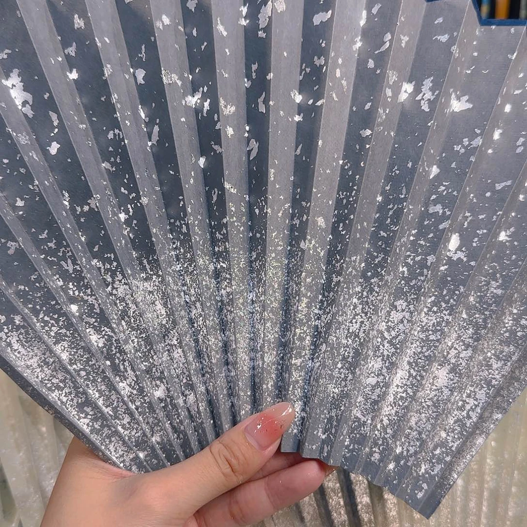 *****扇子聋面双面水泥灰撒银