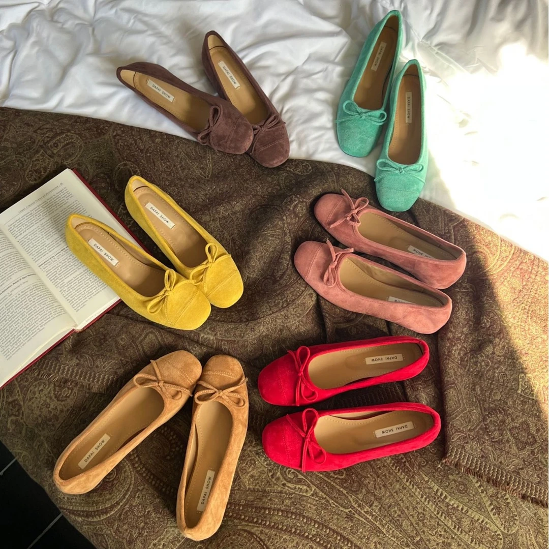 2025年新款早秋法式小众复古蝴蝶结芭蕾舞鞋女浅口内增高软底单鞋