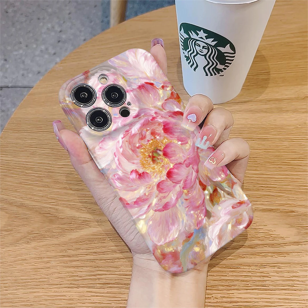 牡丹花适用 苹果16promax 菲林手机壳/华为/小米/oppo/vivo