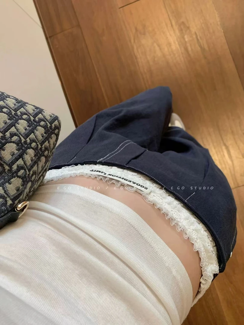 柒柒【呼吸裤】蕾丝拼接腰头长裤女设计感小众阔腿裤