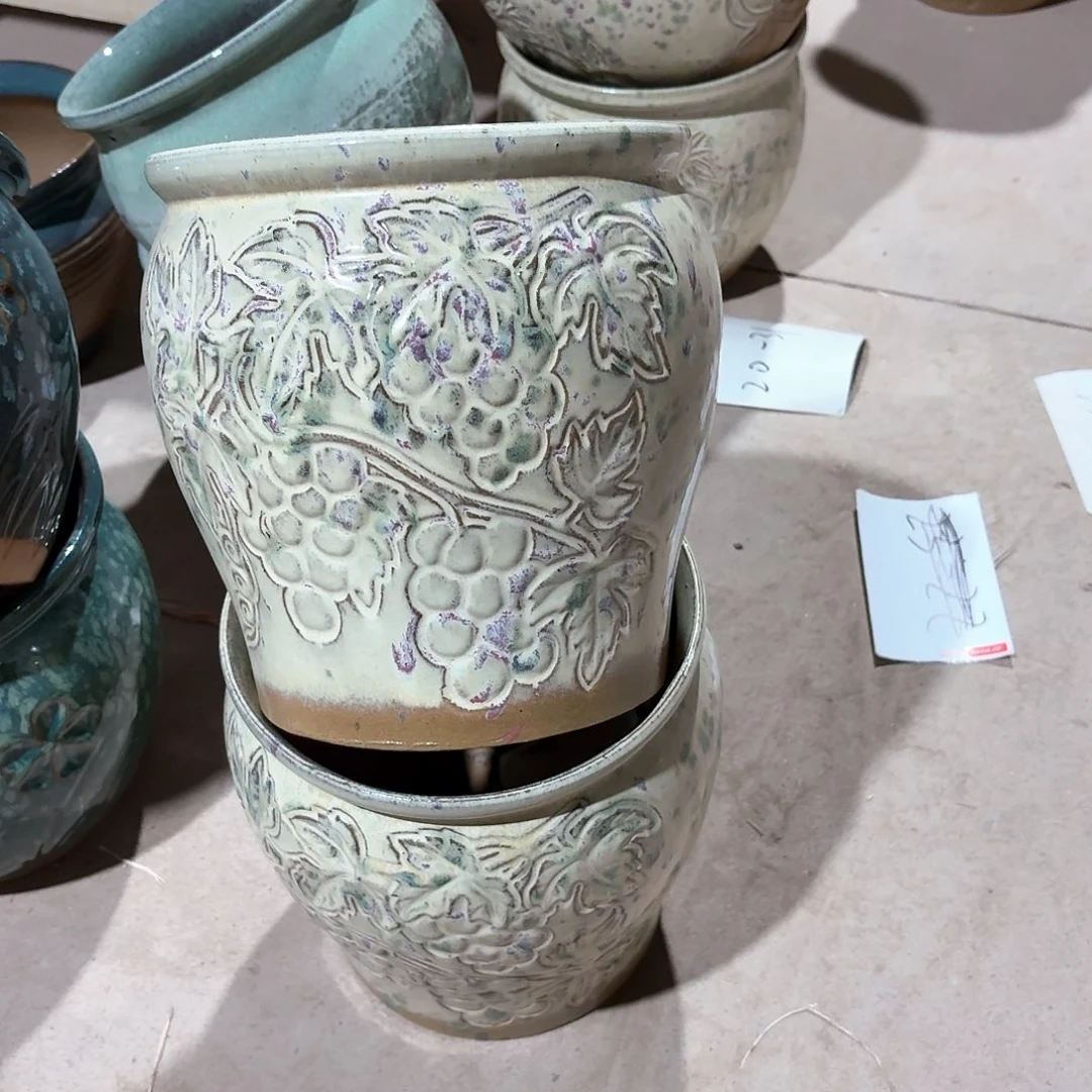 紫砂花盆口20高20两个