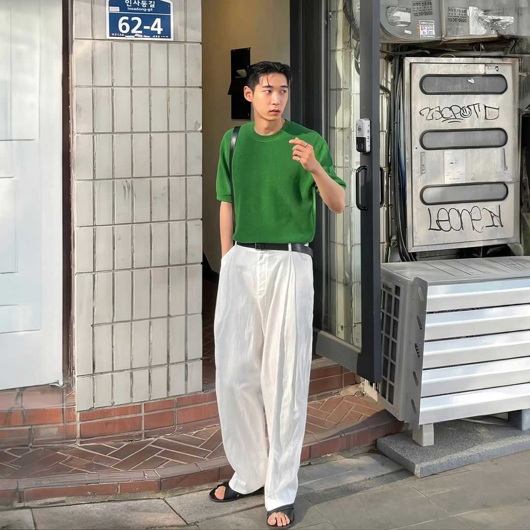 美式高街西装裤男士高级感垂感西裤薄款慵懒风休闲裤直筒宽松长裤