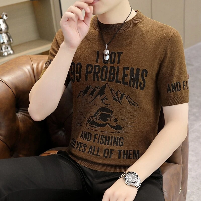 【高品质】帅气针织T恤2025春季男卫衣打底衫圆领男士休闲百搭个性A