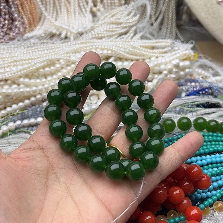 玛瑙/玉髓未镶嵌珠宝半成品一条12mm左右碧玉