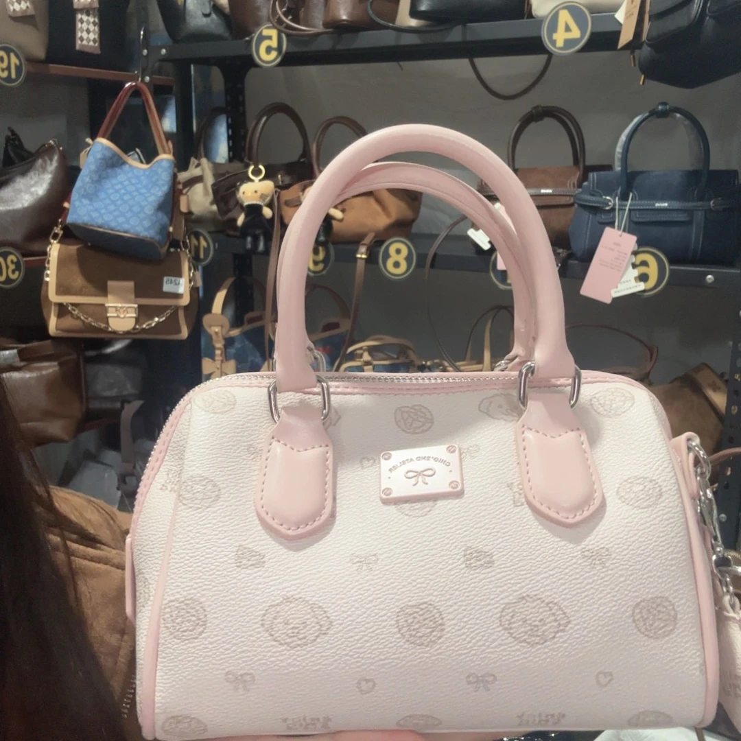 蚕丝白色冰粉色手提壳斜挎