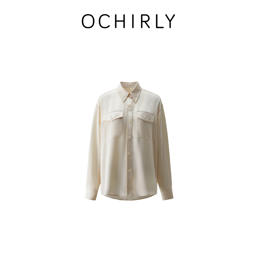 OCHIRLY欧时力 仿醋酸缎面中长宽松衬衫女垂感高级秋季新品