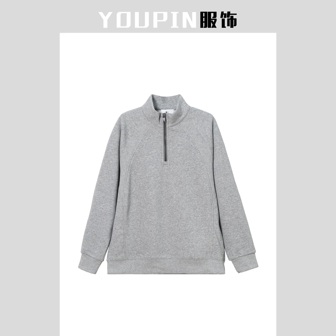 男士冬季加绒立领半拉链卫衣运动时尚休闲百搭纯色长袖YY82036