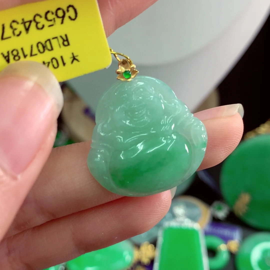 吊坠(不含链)18K金镶嵌翡翠