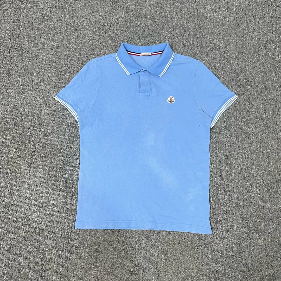 95新 MONCLER 12291555 天蓝色短袖Polo衫 M码