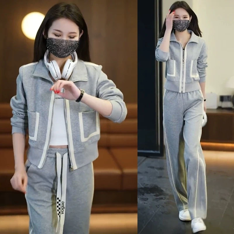 衣长50裤长99 新款加绒时尚休闲显瘦气质设计感两件套2331#