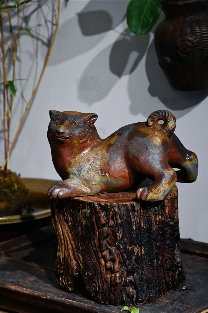 柴烧茶具备前烧雕塑摆件生肖全品无伤老的