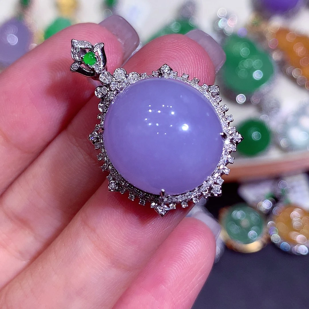 翡翠18K金镶嵌吊坠(不含链)