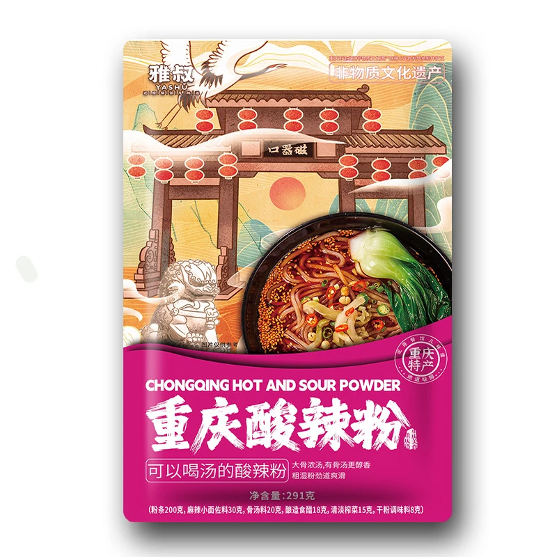 雅叔正宗重庆酸辣粉袋装粉丝速食食品批发整箱商用麻辣米线厂家