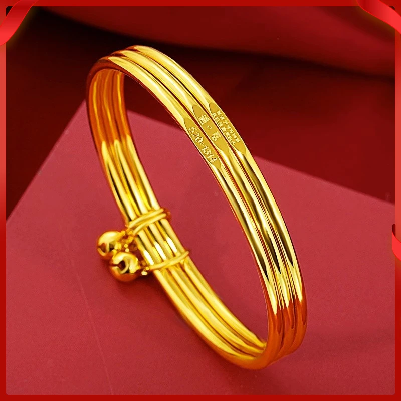 合金手镯 越南三生三世三圈铃铛手镯黄铜镀多圈手环古法女不掉色