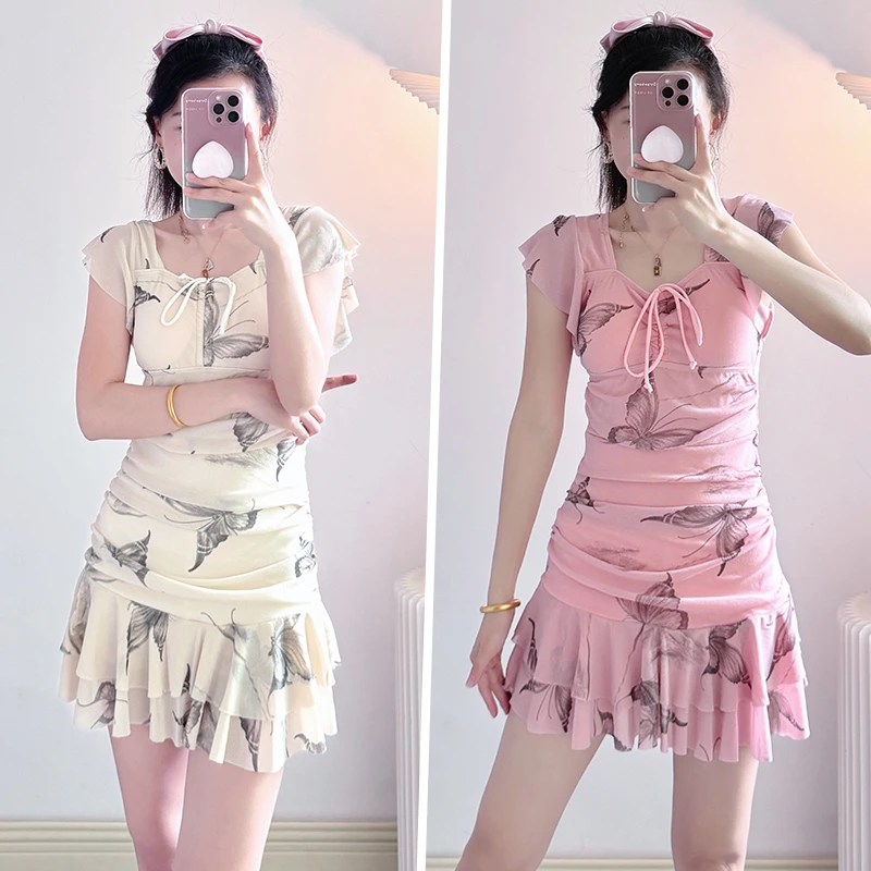 泳衣女款泡温泉绝美纯欲连体裙式显瘦速干衣海边沙滩泡温泉游泳装