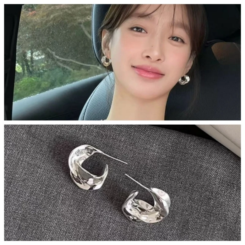 铜合金耳饰 简约百搭不规则条纹耳钉双十一冷淡风女士耳饰耳环