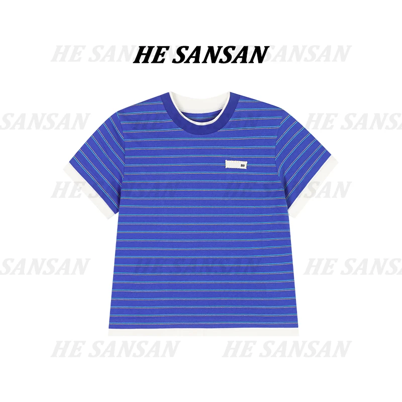 【SANSAN】轻奢撞色条纹休闲百搭时尚套头上衣DY-4359