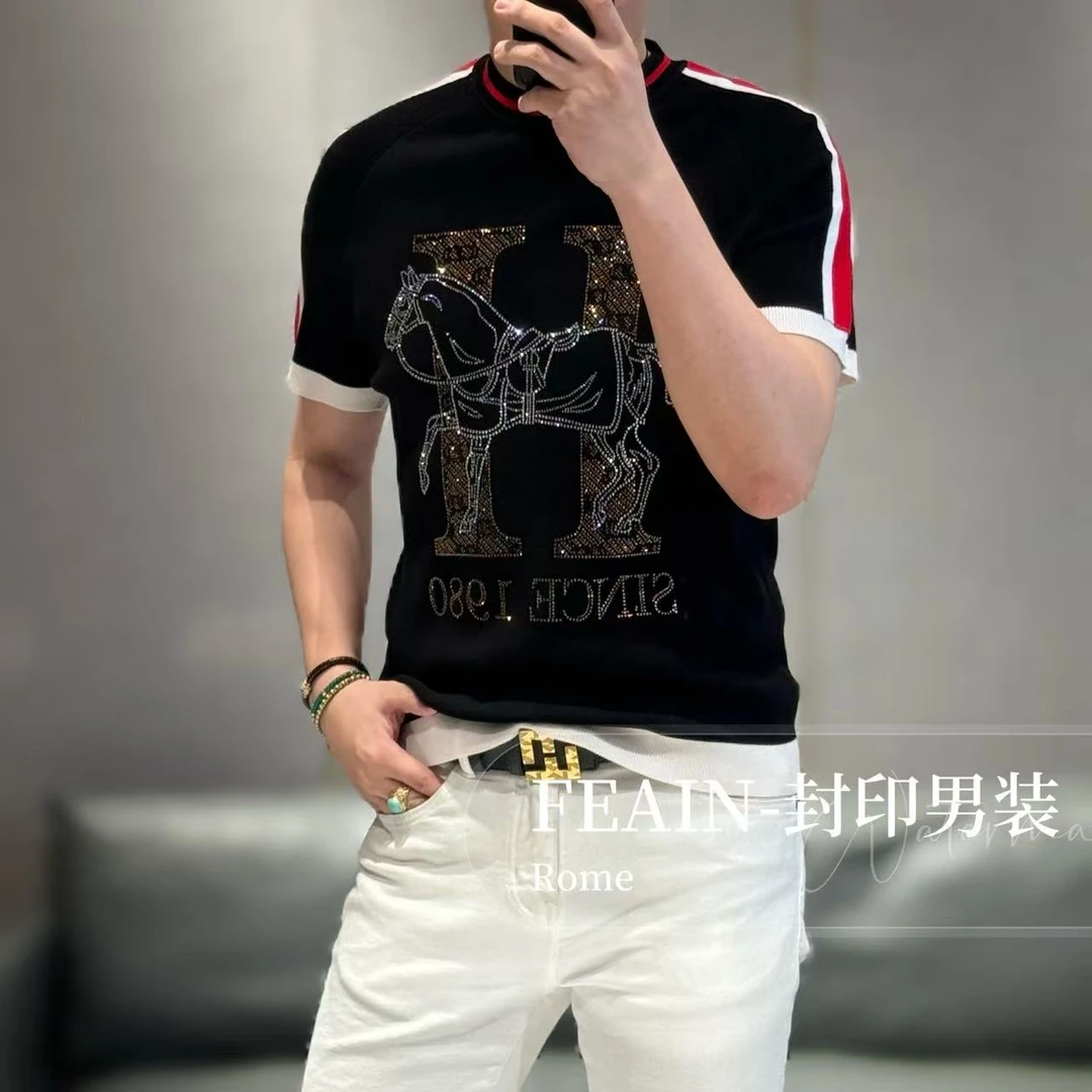 【雷迪凯奇】超细美利奴羊毛立体奥钻贵族马针织短袖501