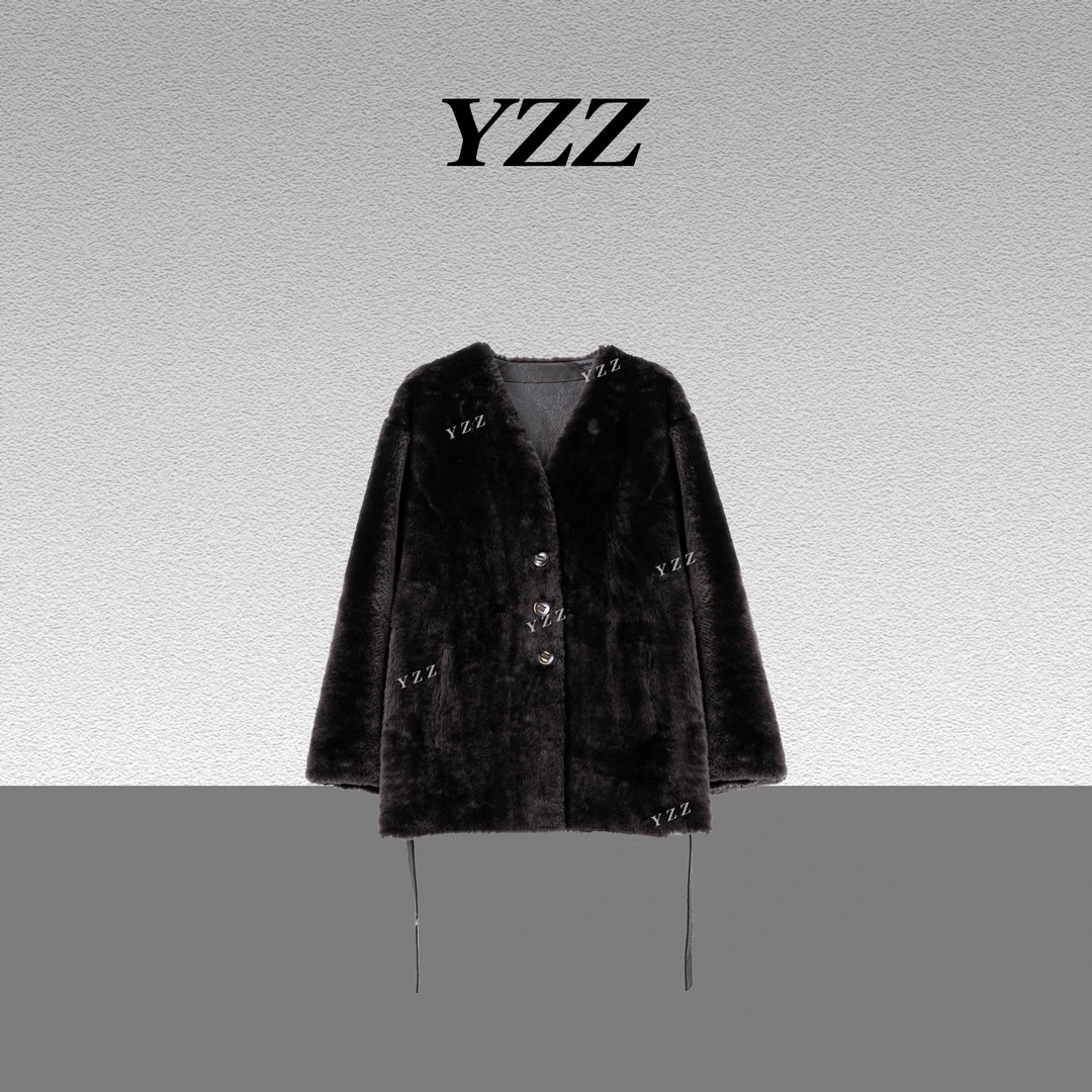 YZZ “洛曼”羊皮毛一体冬季保暖超软糯腰带外套大衣 810629