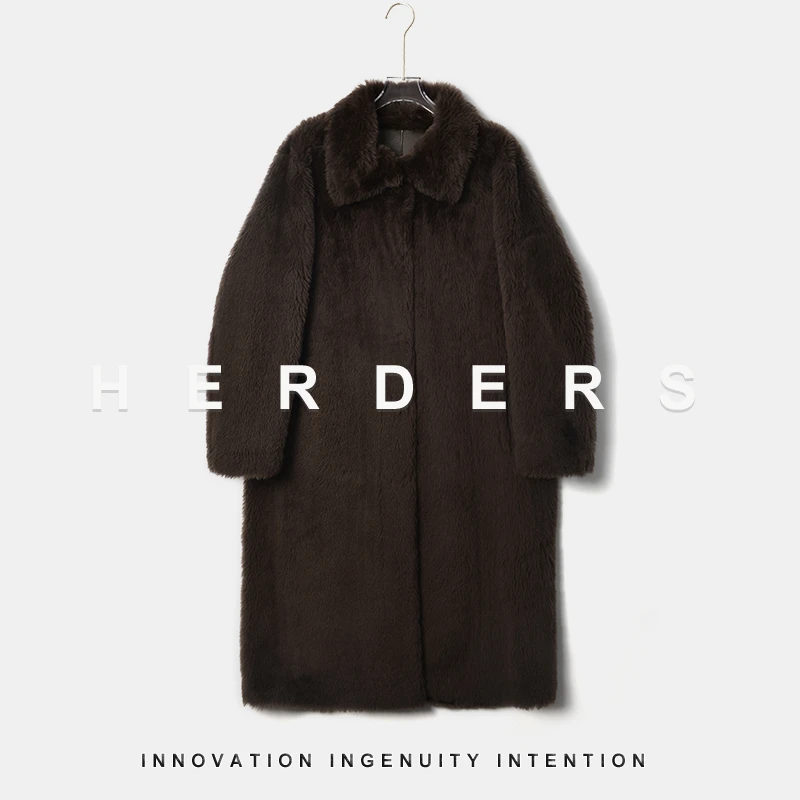 HERDERS 长款小翻领纽扣款皮毛一体 255908