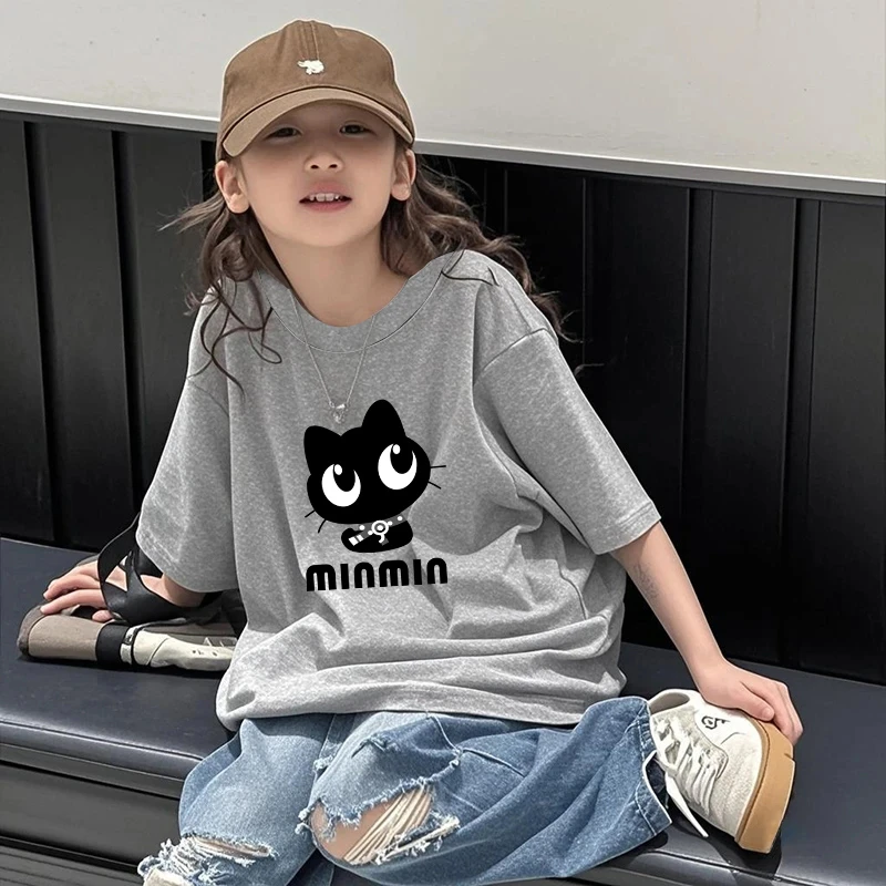 【100%纯棉】女童短袖t恤纯棉夏装2025洋气女孩中大童半袖上衣夏季