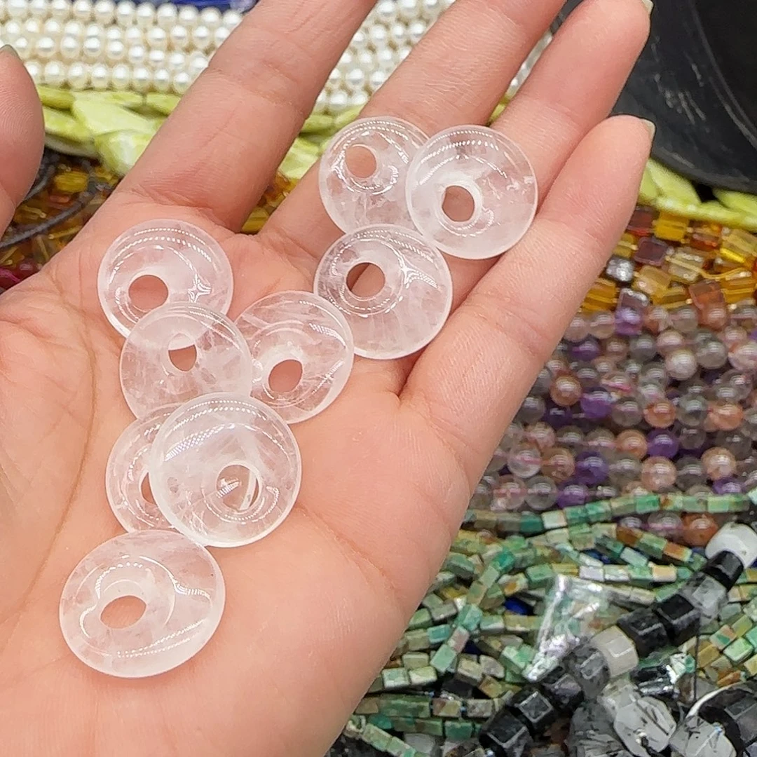 玛瑙/玉髓合金珠宝半成品白水晶扣子2颗