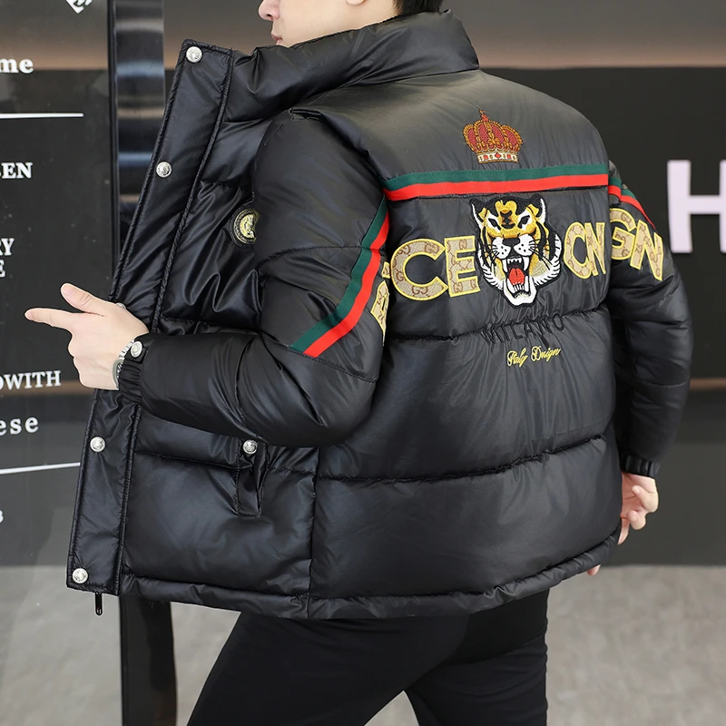 轻奢欧货冬季男士棉服潮牌刺绣时尚痞帅潮流休闲立领短款保暖外套