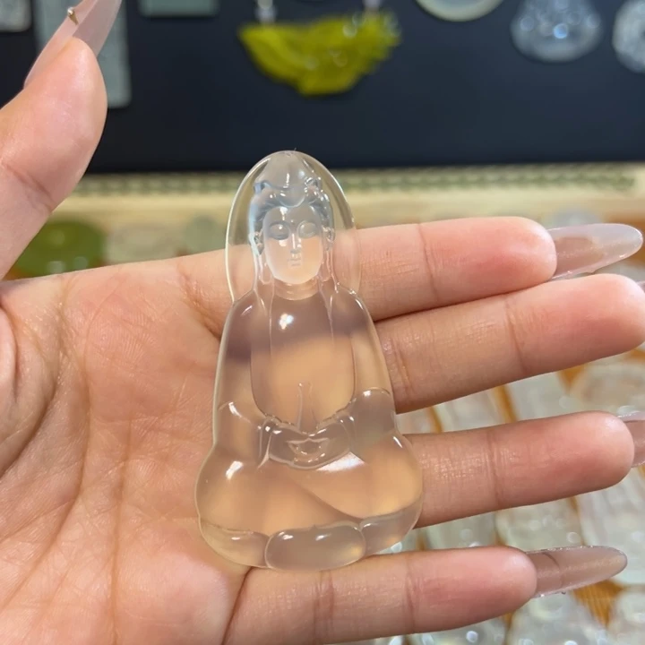 岫玉未镶嵌岫玉白冰挂件素衣